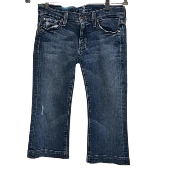 7 for all mankind Medium Wash Cropped Dojo Jeans Size 27 - Picture 1 of 9
